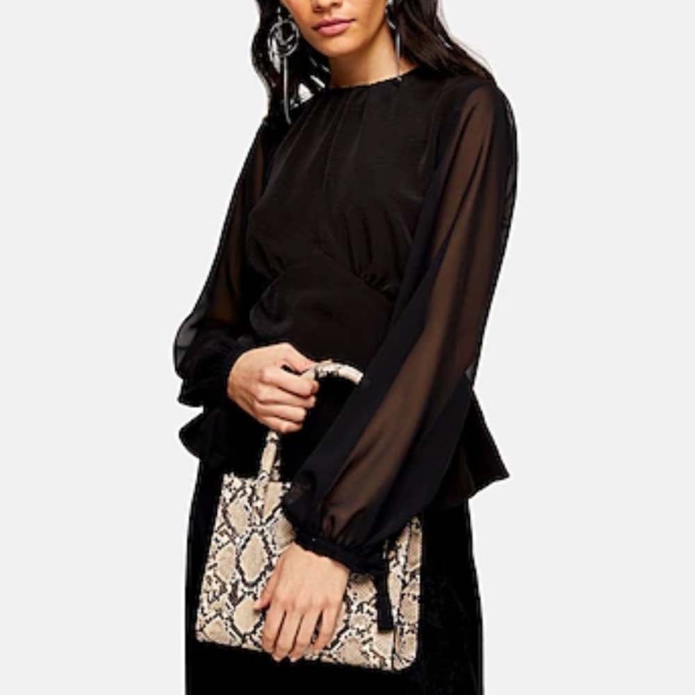 Topshop Chiffon Sleeve Tea Blouse size 10